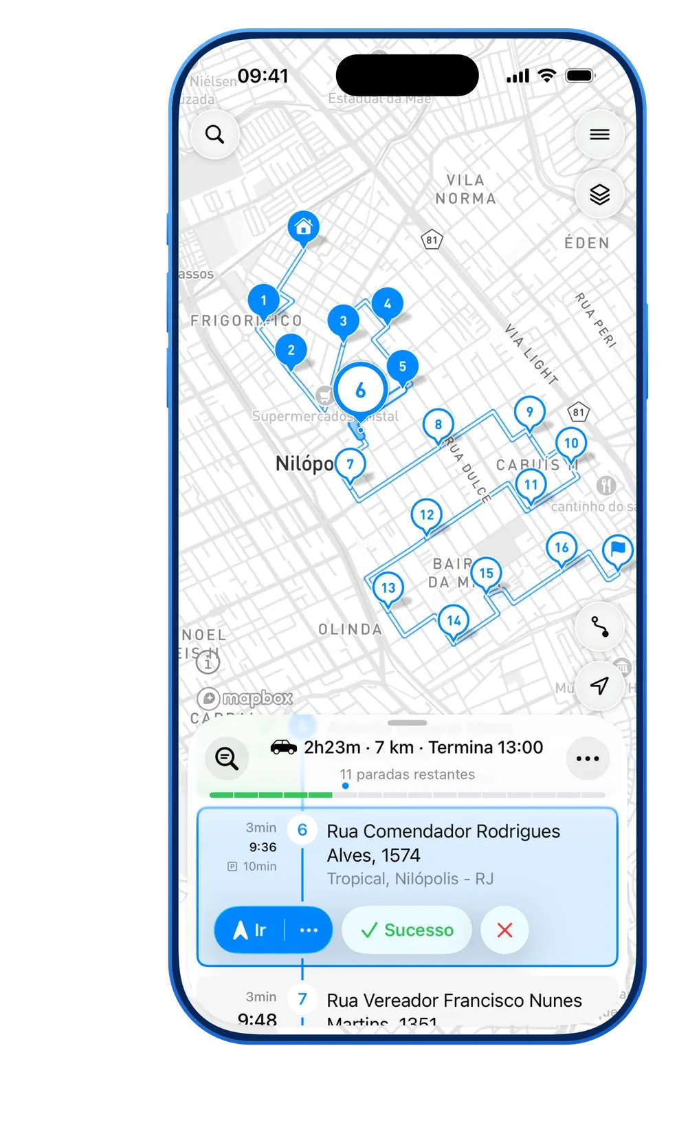 MyWay Route Planner Main List