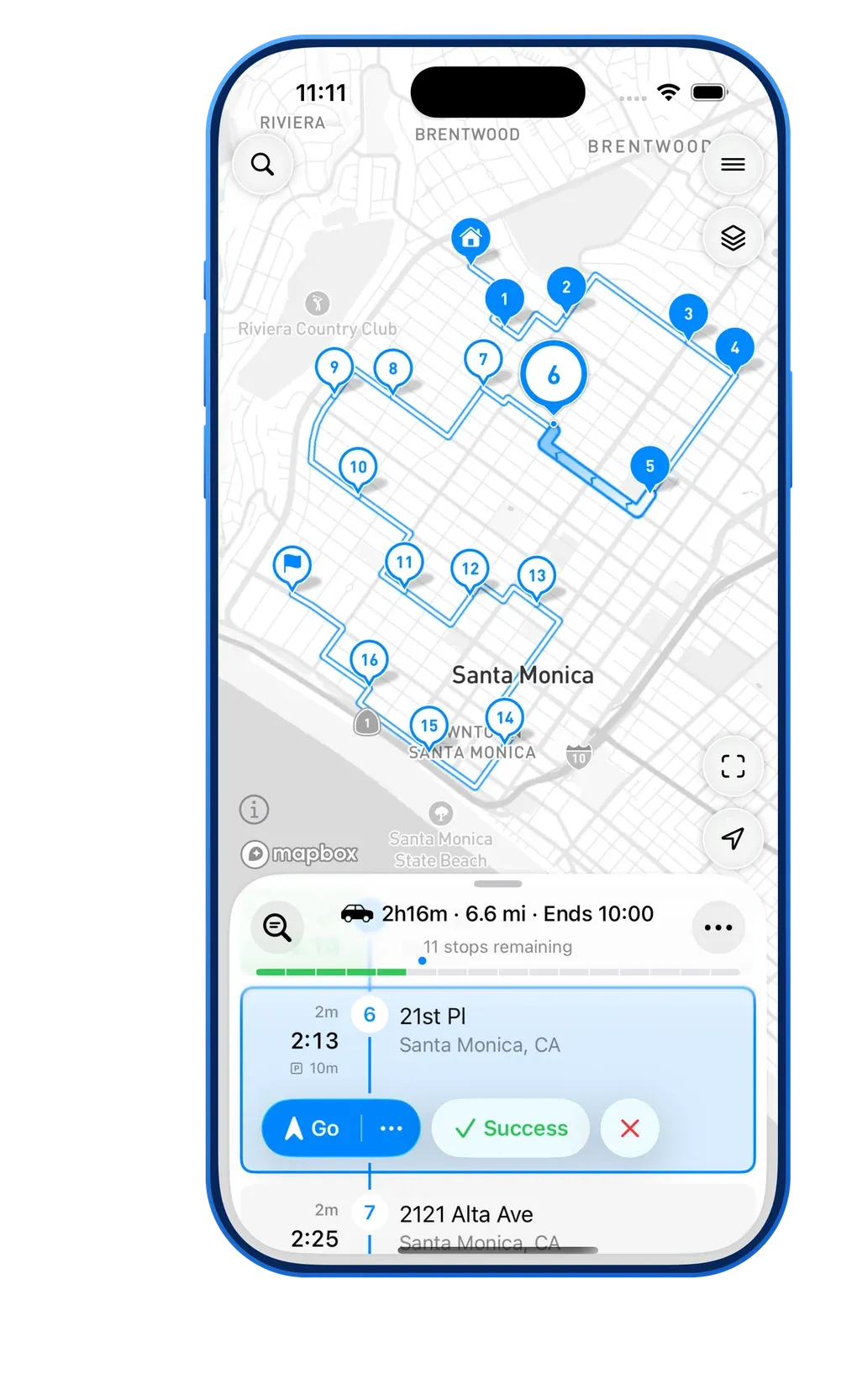 MyWay Route Planner Main List