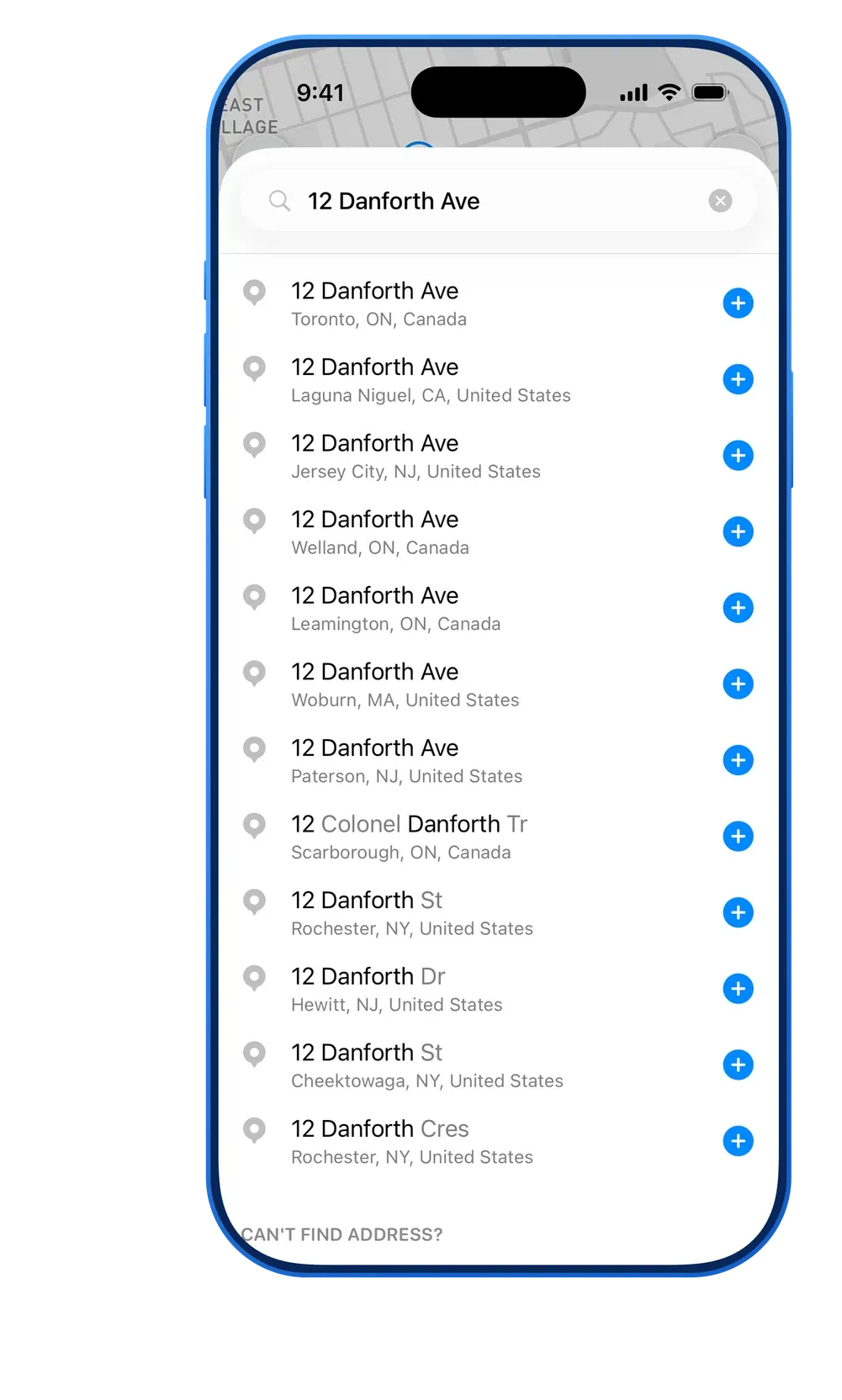 MyWay Route Planner Address Search