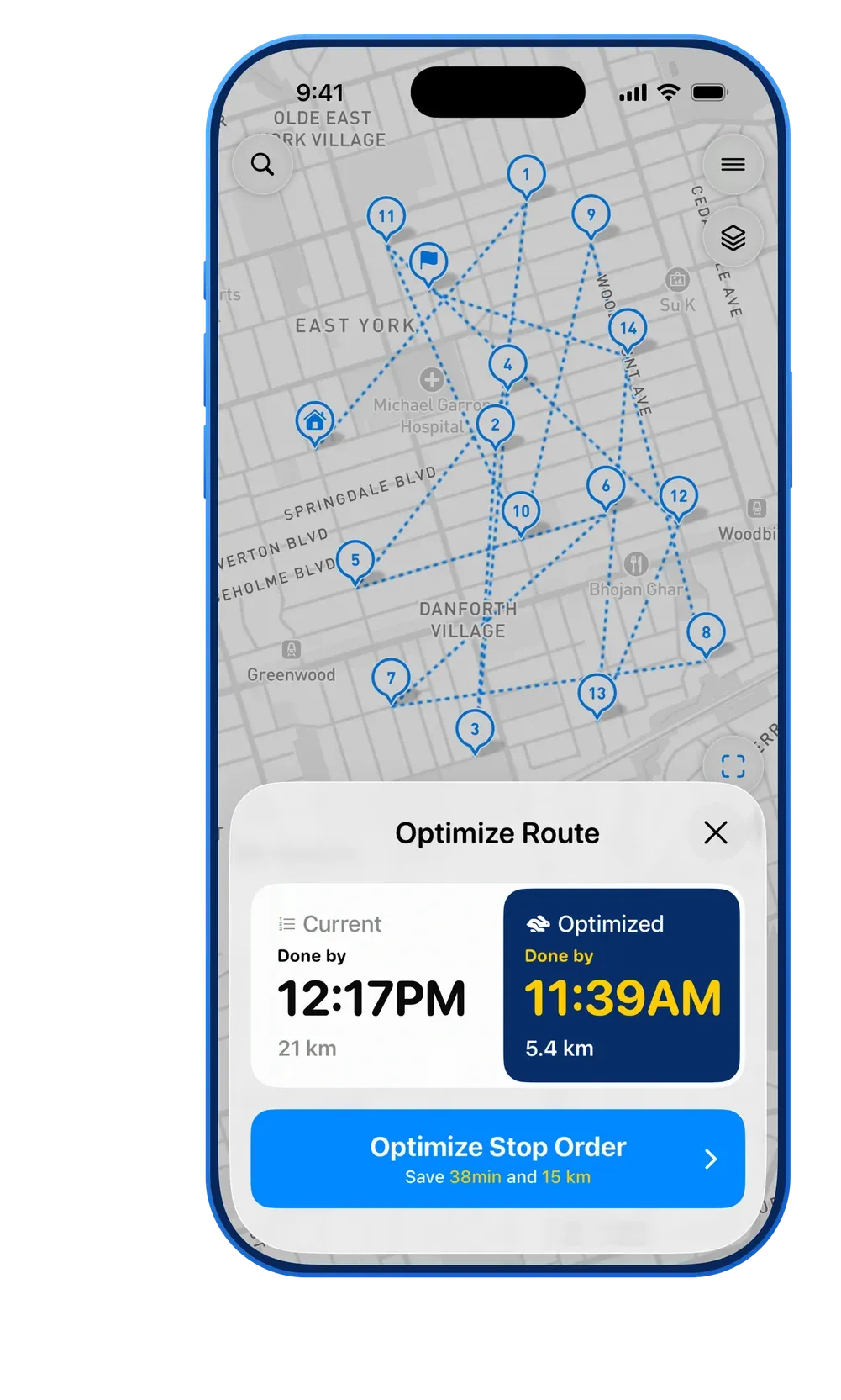 MyWay Route Planner Optimize Route