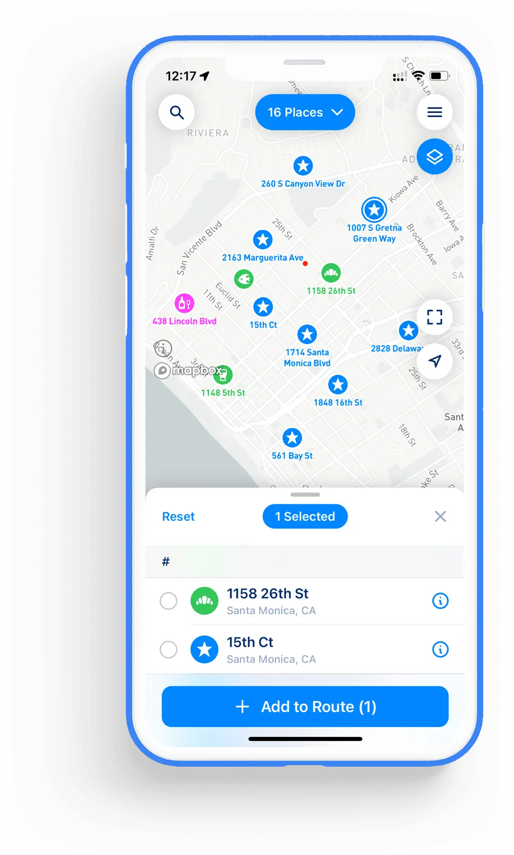 MyWay Route Planner Favorite Places
