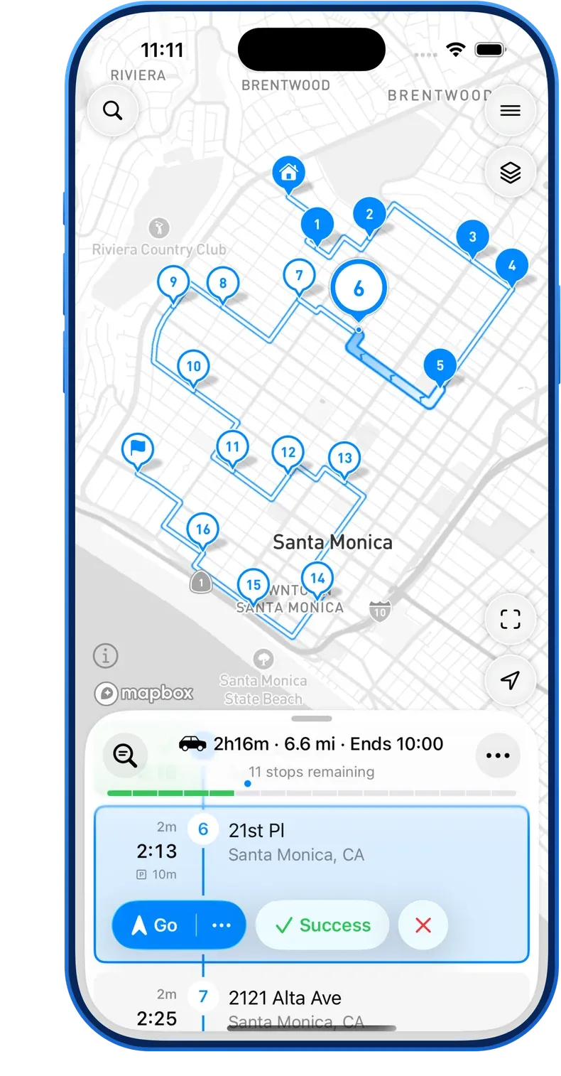 MyWay Route Planner Main List